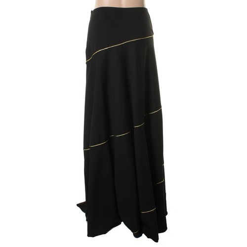 New CATHERINE MALANDRINO Black Metallic Piping Maxi Long Skirt 4 Ret. $625 - Picture 2 of 2