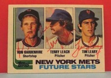 Ron Gardenhire, Terry Leach & Tim Leary New York Mets Rookies 1982 Autographs
