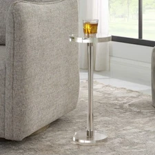 PRIA MODERN 22" BRUSHED NICKEL CRYSTAL END  DRINK TABLE UTTERMOST 25279