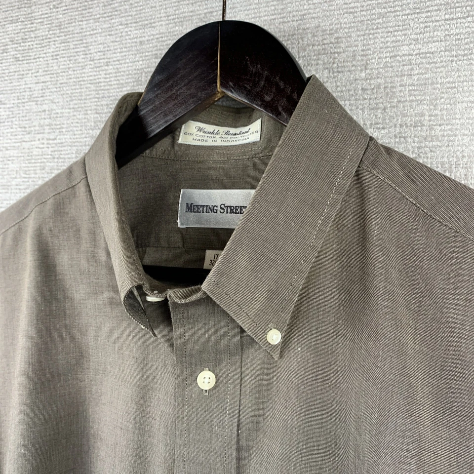 Camisa de vestir MEETING STREET con botones para hombre 17-32/33 marrón resistente a las arrugas LS Foto 4 de 4
