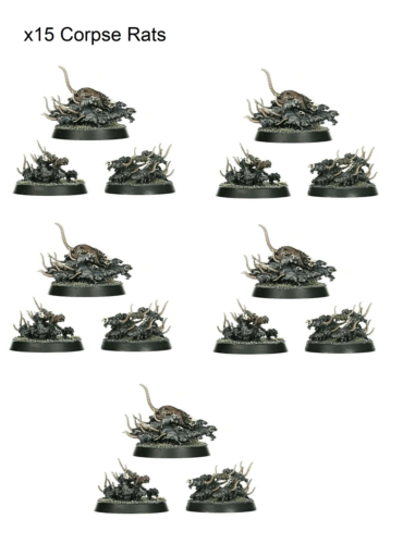 15 Corpse Rats Rat Swarms Soulblight Gravelord Warhammer Cursed City Skaven - Afbeelding 1 van 1