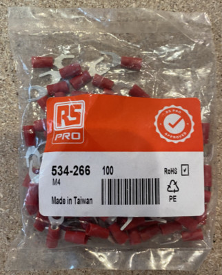 RS Pro 534 - 266 100 Stück Gabelkabelschuh Isoliert 0,5-1,5 mm² Rot Isoliert