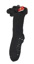Joe Boxer Christmas Stocking Stuffer Women's Knit Sparkly Black Grippy Socks