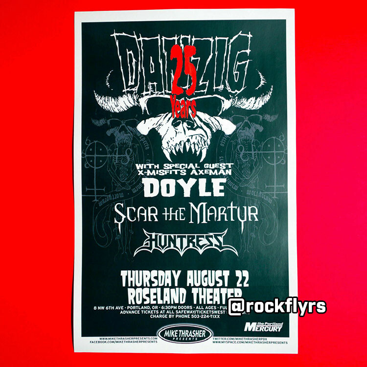 DANZIG + Doyle 2013  Concert Promo 11x17 Street Poster. 25th Anniv Portland.