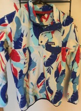 Patagonia Synchilla Snap T Feather Dance Red Blue White Fleece Pullover XS