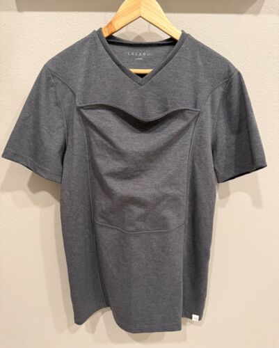 Lalabu Unisex Babytrage Shirt Large grau Kängurutasche Kurzarm Freizeit