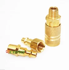 3PC 1/4"NPT Brass Air Quick Coupler Set Male And Female Plug