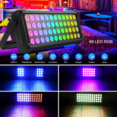 96W RGB 48LED Lichtleiste Bar Strobe DMX Wall Washer Party DJ Bühnenlicht EU