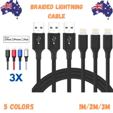 3X Braided USB Charger Phone Cable Data Cord For iPhone 14 13 12 Pro Max XR iPad