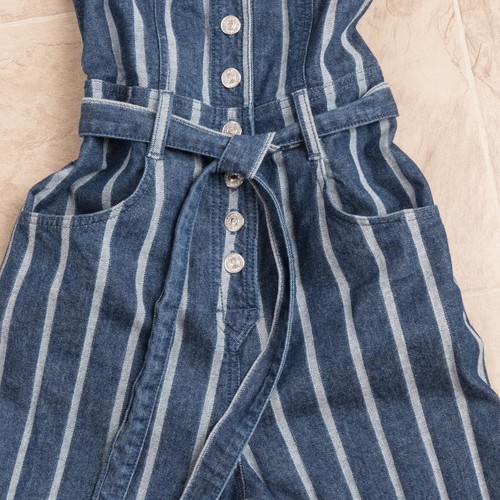 7 For All Mankind Women's Overall Jumpsuit Striped Denim Blue Size 24 - Picture 11 of 17