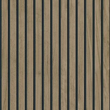 Image of Belgravia Wood Slats Wallpaper 3D Realistic Stripe Paneling Vinyl - Walnut & Oak