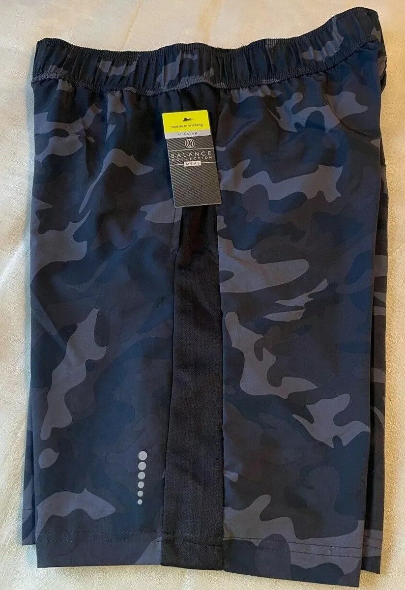 BALANCE COLLECTION Mens 9 Inseam-Wicking ACTIVEWEAR SHORTS-Size S-Blck  Camo-NWT