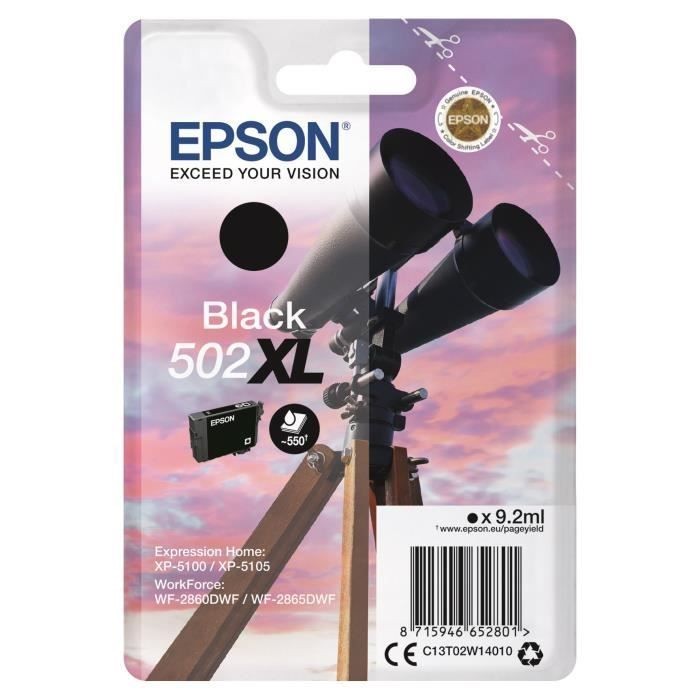 Cartouche Epson 502 XL Noir Haute Capacité Pack de 2 C13T02W14020