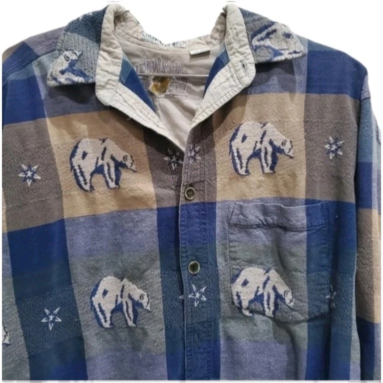 Camisa De Colección Años 90 Western Polar Bear Aop Manga Larga Talla L Cobain Grunge Foto 2 de 4