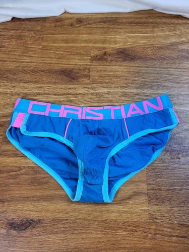 Andrew Christian Size Large Happy Brief Blue & Pink