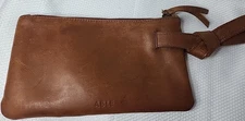 Able Rachel Wristlet Purse Brown Leather Wrist Bag Light Weight Pocket