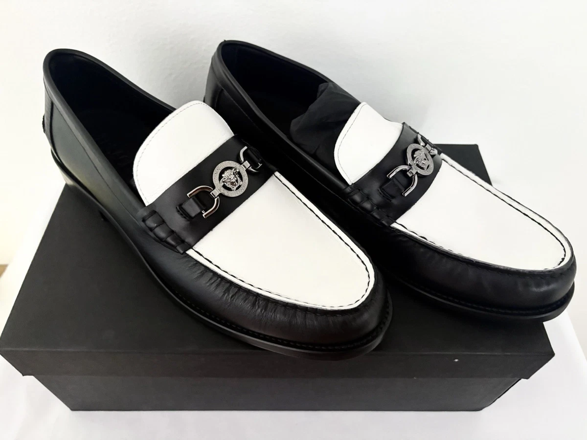 Versace Medusa Greca Car Shoes White Leather Loafers Mens 8 US 40.5 EU NIB Versace White Dress Shoes for Men for sale | eBay main image 2