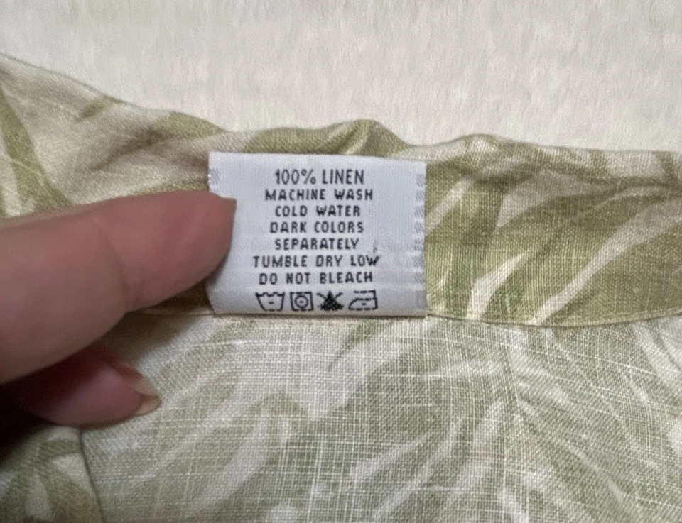 Túnica de mezcla de lino con patrón verde salvia M usada en excelente estado Click Foto 3 de 4