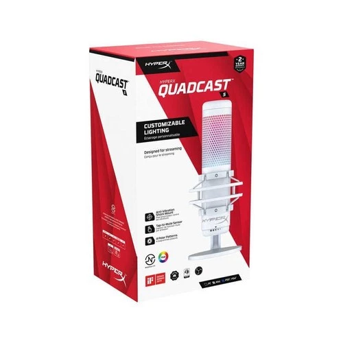 HyperX QuadCast S RGB USB Condenser Microphone White for PC PS5 Mac Anti 519P0AA - Picture 1 of 5