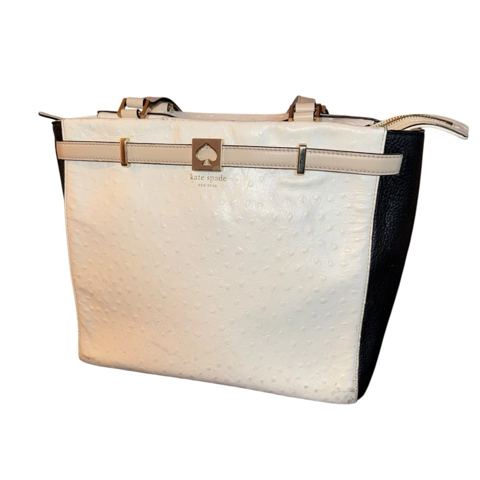 Сумка с короткими ручками наплечная Kate Spade New York Houston Street тисненая страусиная на молнии сверху - Изображение 2 из 4