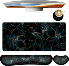 Keyboard Mouse Pad Set,Large Gaming Mouse Pad+Keyboard Wrist Rest+Wrist Rest+Coa