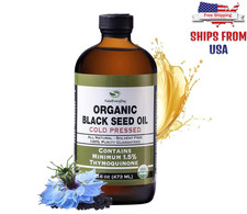 Organic Black Seed Oil 16oz Glass Bottle Cold Pressed Turkish 1.5% Thymoquinone