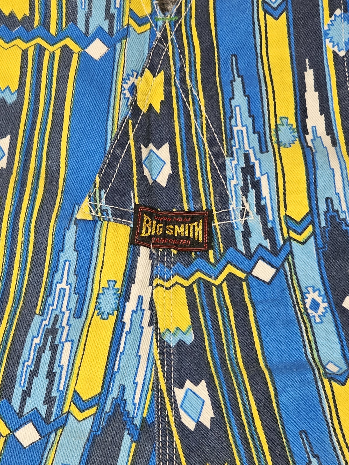 Vintage Big Smith Union Made Overalls Aztec All Over Print RARE Hippie 60s 70s image 4
