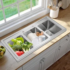 Commercial Kitchen Sink 3 Compartment Sink Stainless Steel Kitchen Drop-in Sink