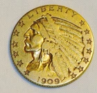 1909 Half Eagle Indian Head $5 Gold Coin ~ Pre-1933 US ~ Uncertified
