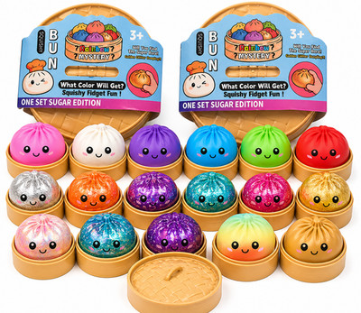 XXL Mystery Dumpling Squishy 9,5 cm Bambusbox Glitzer Matt Anti Stress Baozi