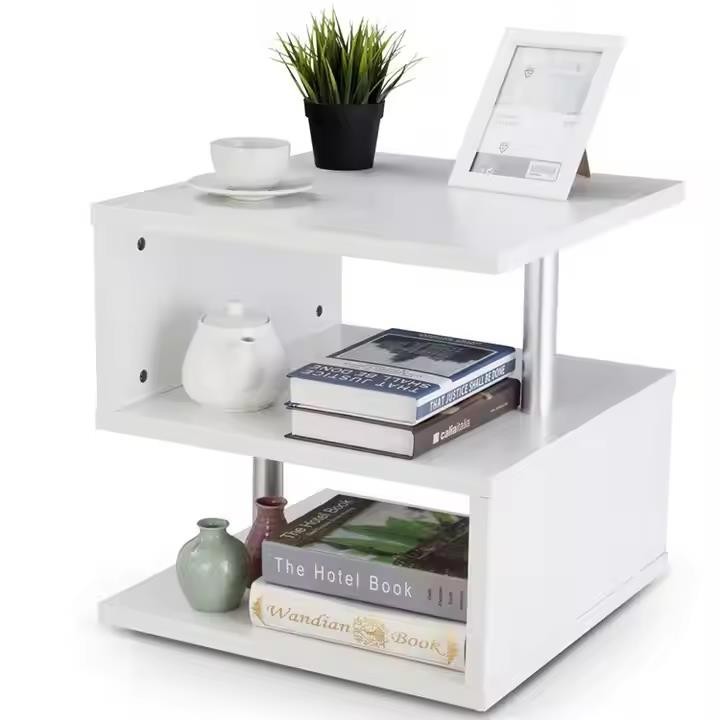 Small Side Table With Storage LED High Gloss Sofa End Coffee Table Living Room
