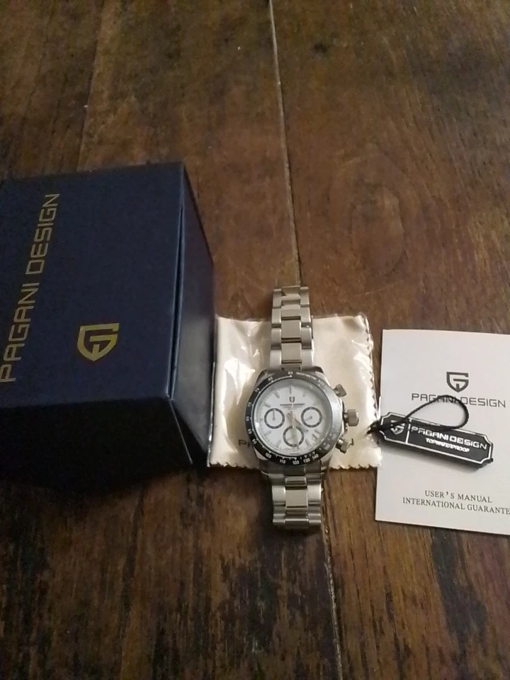 ⚪️ - Orologio Cronografo Pagani Design PD 1644 Uomo Paul Newman Subacqueo Bianco - Immagine 3 di 4