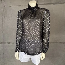 NEW Mille Resort & Travel Women's Small Sheer Black/Gold Blouse Top