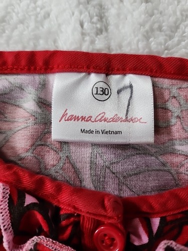 Hanna Andersson Girls Pink With Red Purple Floral Dress Size 8 Preowned - Picture 3 of 5