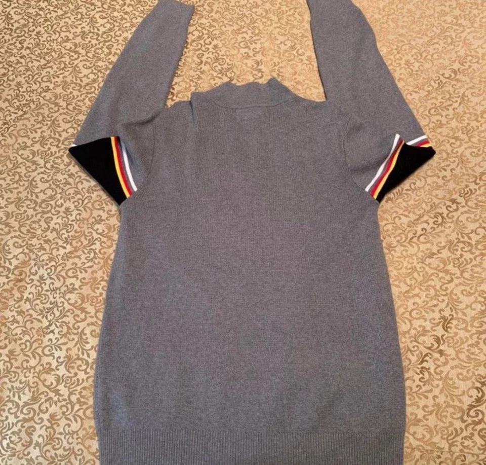 Guess Sweater Mens Large Gray Black 1/4 Zip Pullover Fleece Spell Out VTG Y2K - Image 4 of 4