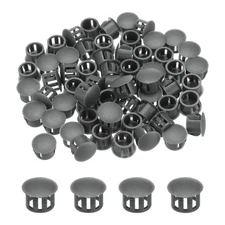 64Pcs 13mm Dark Grey Nylon Plastic Round Locking Hole Plugs Insert End Caps