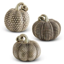 K & K Interiors - Antique Gold Textured Pumpkins Set of 3 - 41998A