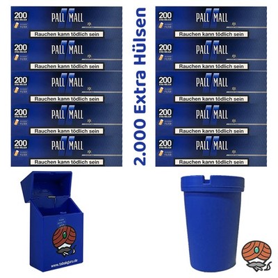 10 Pack Pall Mall Blue Xtra Filterhülsen + Autoaschenbecher + Box