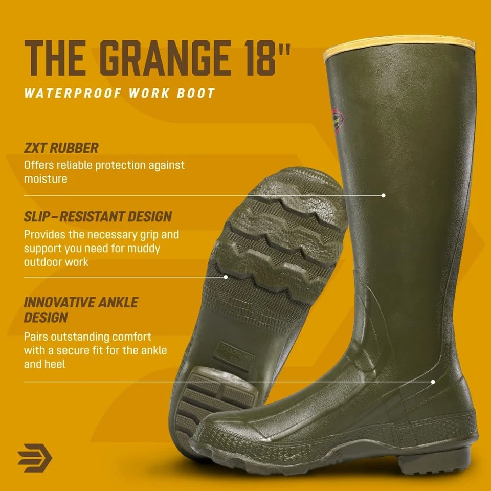 LaCrosse Grange Rubber Hunting & Work Boots for Men - Waterproof ZXT Rubber, ... - Image 4 of 4