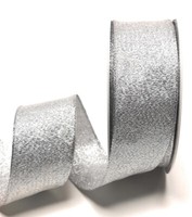 0,40€/M) Brokatband 25M X 40Mm Silber Mit Draht Brokat Schleifenband Dekoband