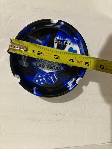 Las Vegas Navada Black & Blue Card &Dice Ashtray Ceramic - Picture 4 of 5