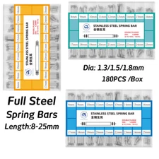 180pcs Full Steel Watch Band Spring Bar Pins 8-25mm Connect Pins D1.3 1.5 1.8mm