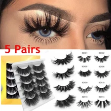 Various 5 Pair 3D Mink False Eyelashes Wispy Cross Long Thick  Fake Eye Lash   ♡