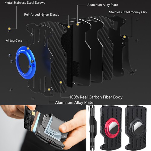 Funda ultradelgada ligera con etiquetas de aire billetera de metal con soporte para tarjetas de crédito - Imagen 4 de 32