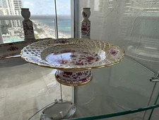 Meissen Indian Flower Pink Onion Compote Cake Stand Plate