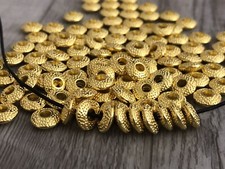 200 Beads Round Saucer Style Gold Toned Spacers 8m X 3m-thick  hole 2.5m