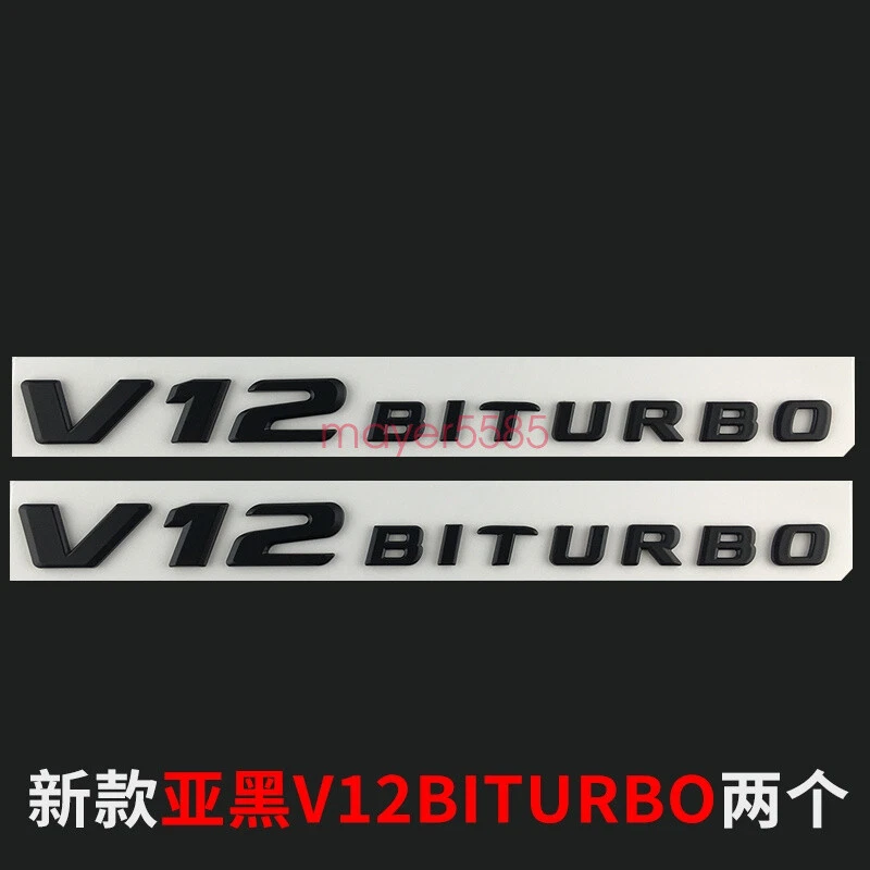 S65L AMG V12 BITURBO Trunk Emblem Badge Sticker for Mercedes Benz Matte black Foto 4 de 4