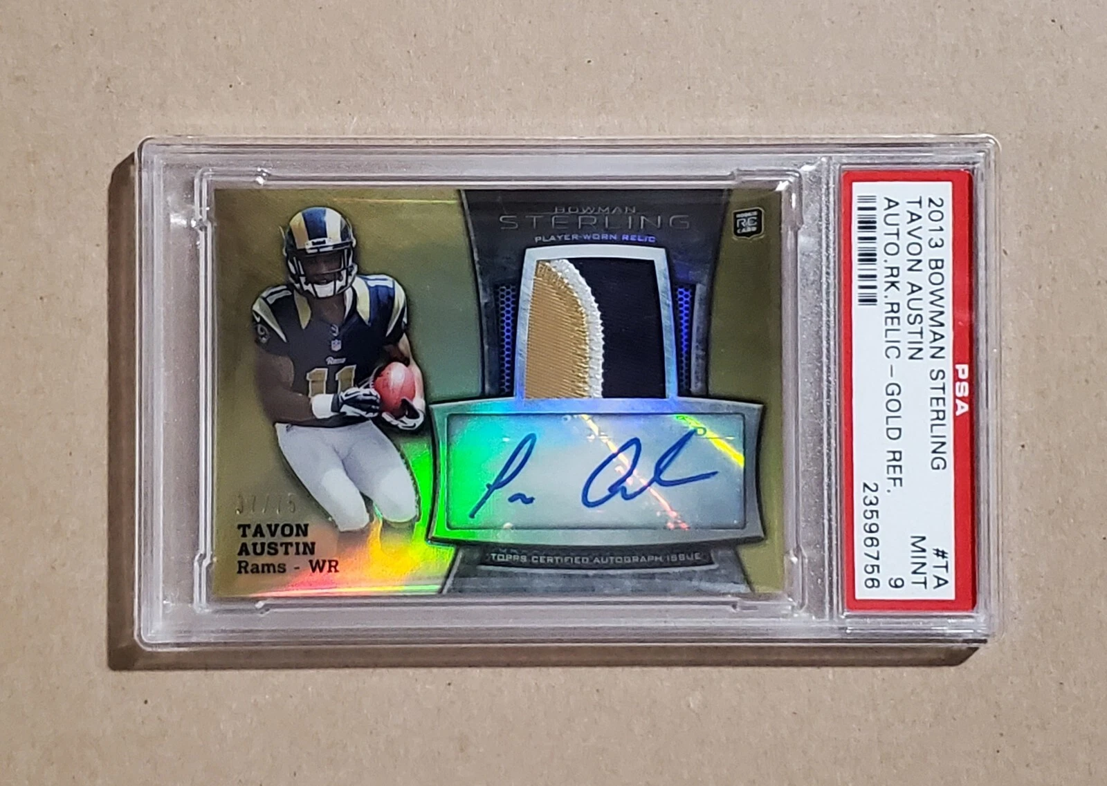 Tavon Austin Bowman Sterling Autographed Rookie Relic #TA Gold Refractor