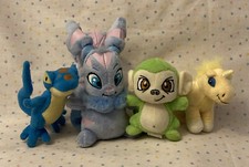 Neopets 2000s Lot of 4 Stuffed Animal Plush Striped Usul Techo Mynci Uni