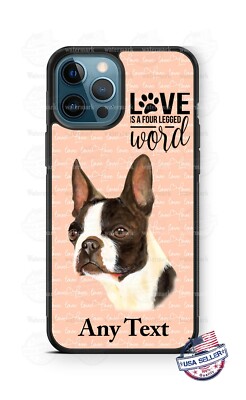 Boston Terrier Dog face Pet Love Word Personalized Phone Case Cover fits iPhone